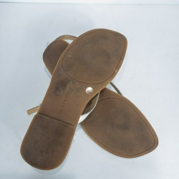 Lucky Brand Bylee Square-toe Thong Flat Sandals White -6.5 - Picture 4 of 4